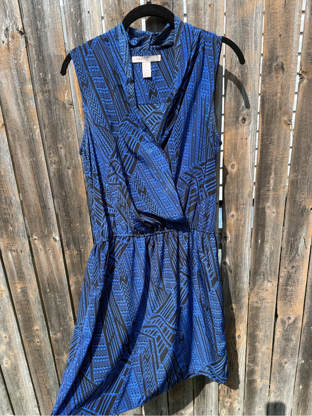 Forever 21 Blue and Black Geometric Wrap-Style Mini Dress